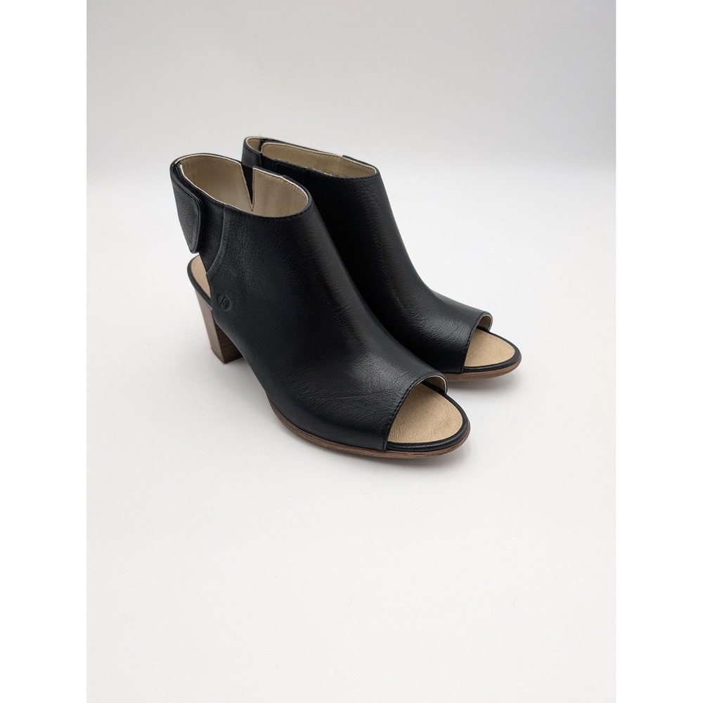 Josef Seibel Sandals Womens 6.5 Black Leather Slingback Block Heel Comfort